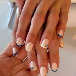 French with blue nail art